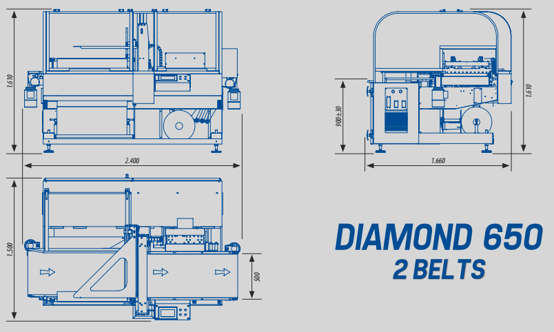 Машина DIAMOND 650 с 2 транспортёрами для упаковки в термоусадочную пленку IFP Packaging (Италия)